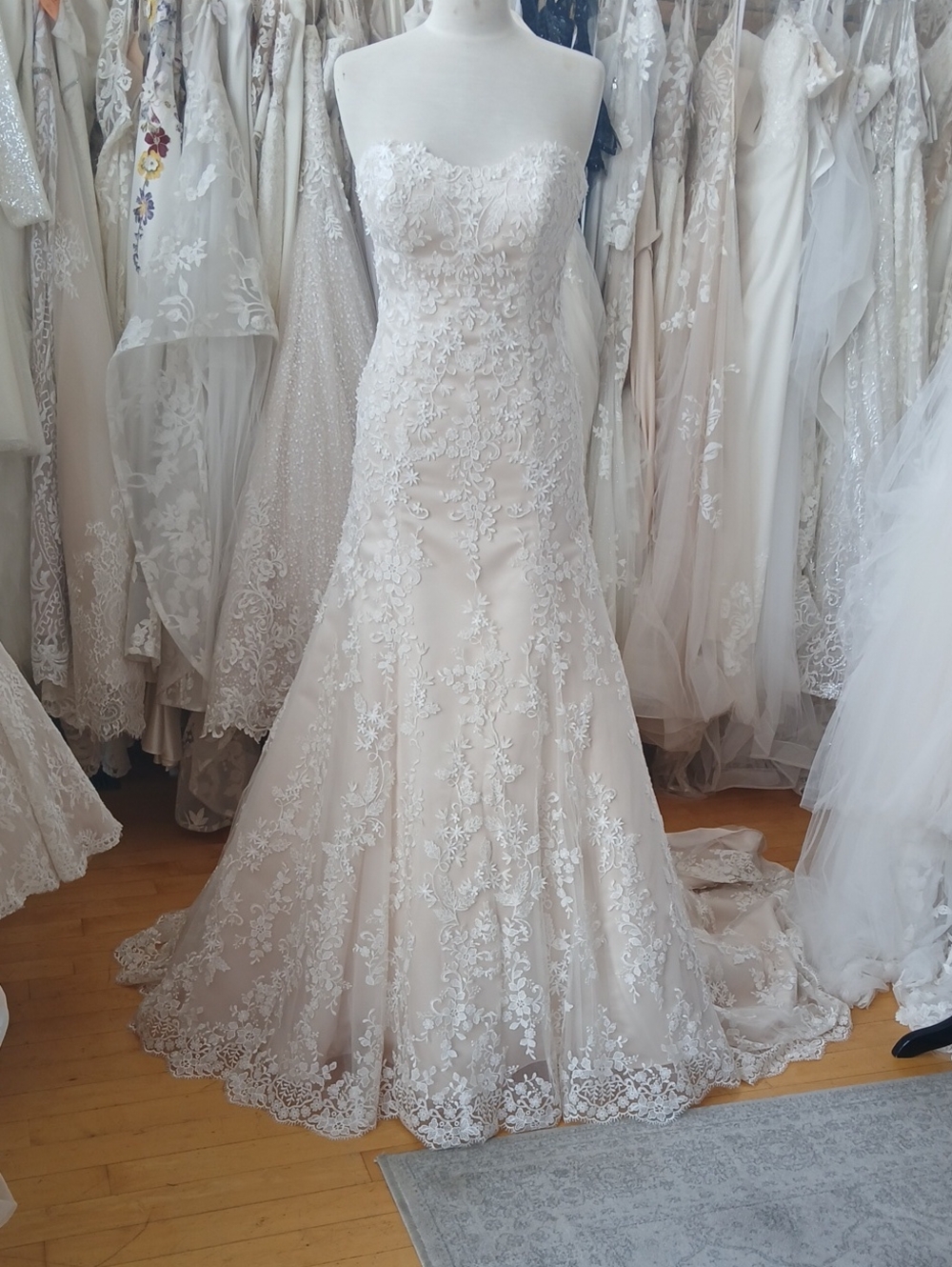 Moonlight Bridal Strapless Ivory Lace Mermaid Wedding Dress
